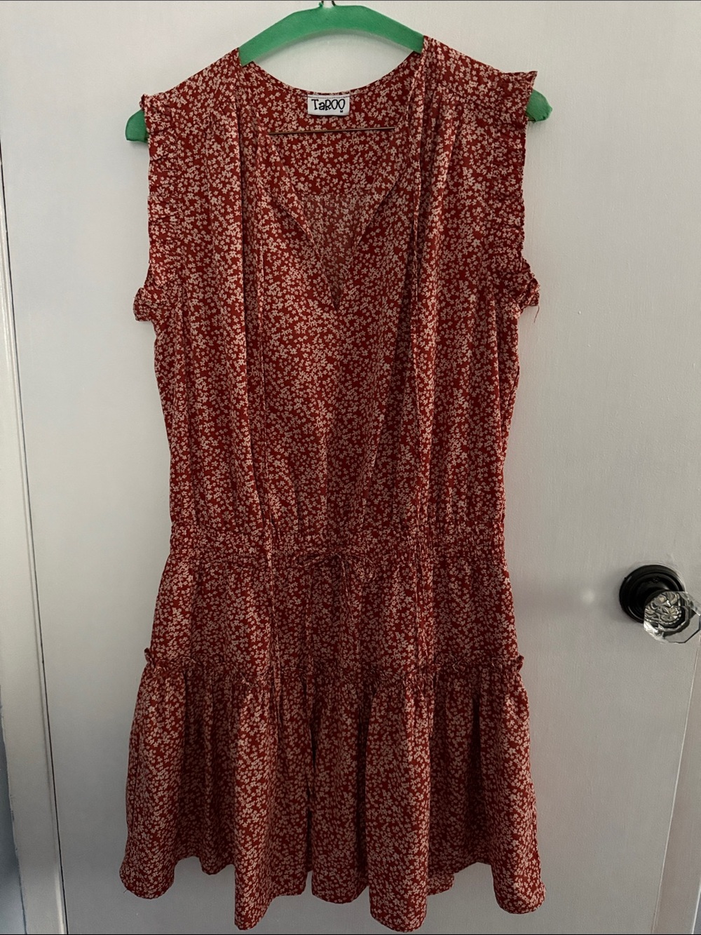 Burnt Orange  Floral V-Neck Mini Sleeveless Dress